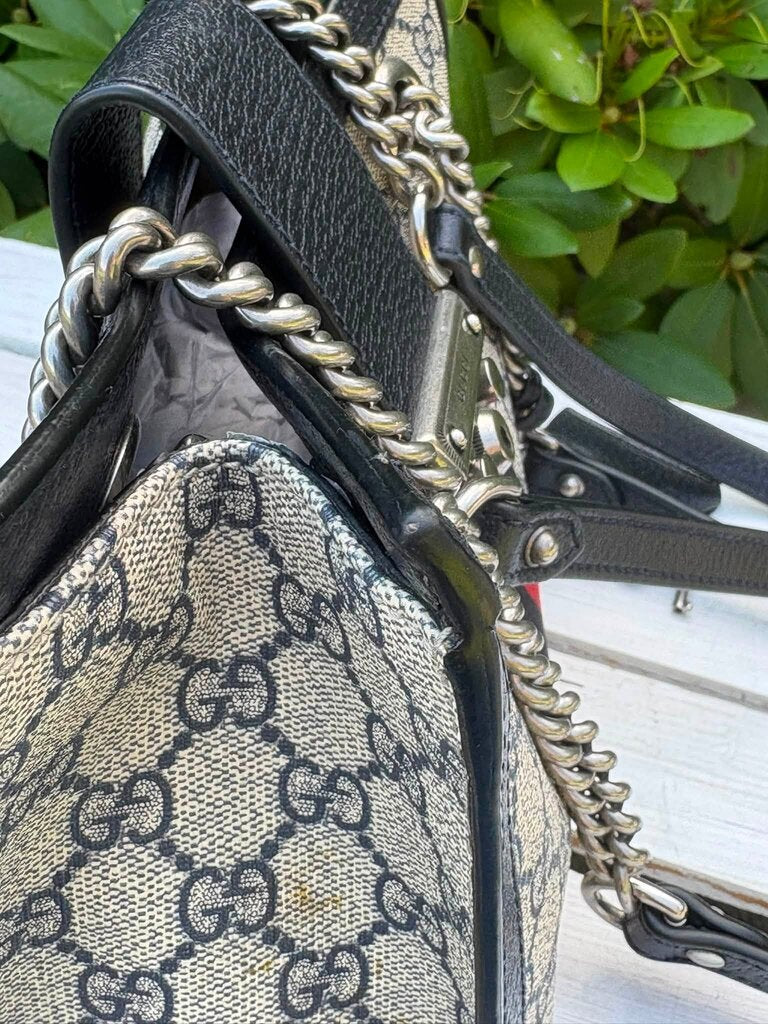 Gucci GG Supreme Dollar Calfskin Web Small Padlock Tote