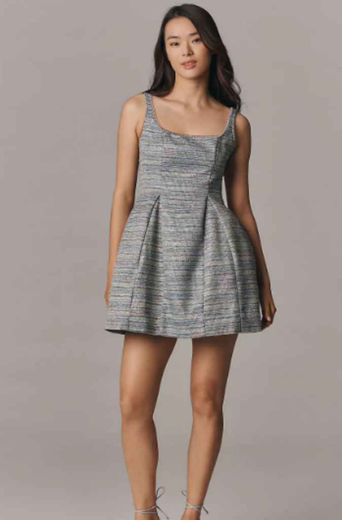 Maeve NWT Square Neck Tweed Fit And Flare Mini Dress - Size 14