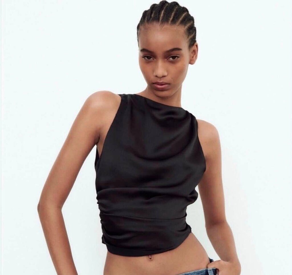 Zara NWT Open Back Satin Effect Top - Size XL (Retails For $39.90)
