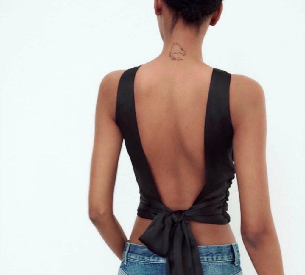Zara NWT Open Back Satin Effect Top - Size XL (Retails For $39.90)