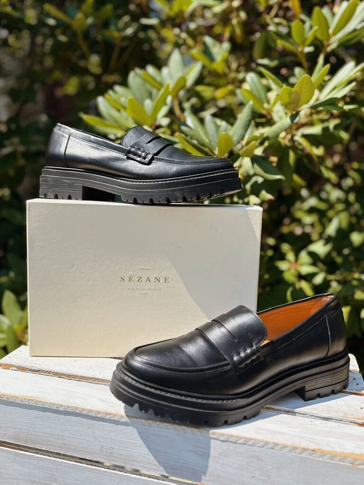 Sezane Albane Loafers in Smooth Black - Size 41 (Retails for $230)