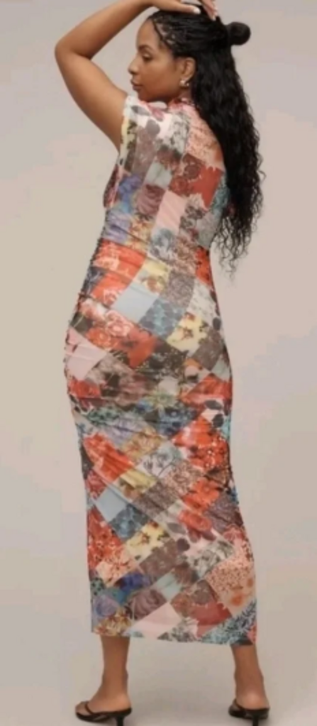 Anthropologie Maya Ruched Cowl Neck Mesh Dress - Size XL (Retails for $148)