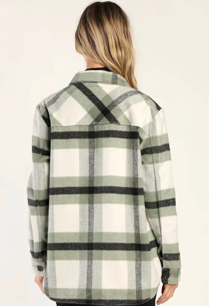 Blank NYC NWT Mountain Top Green and Black Plaid Shacket - Size Large (Retails For $98)