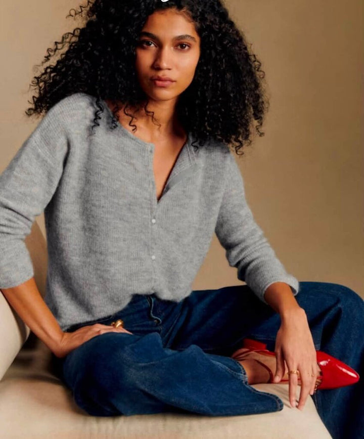 Sezane NWT Gaspard Cardigan In Mottled Grey - Size XXXL (Retails for $120)