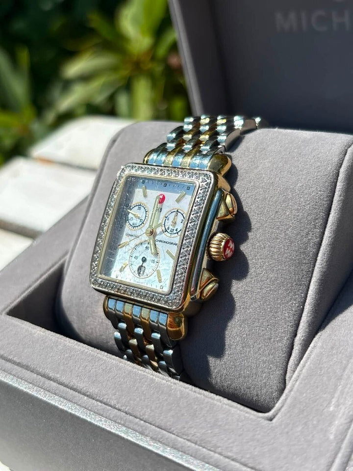 Michele Two-Tone Signature Deco Watch (Retails for $2,995)
