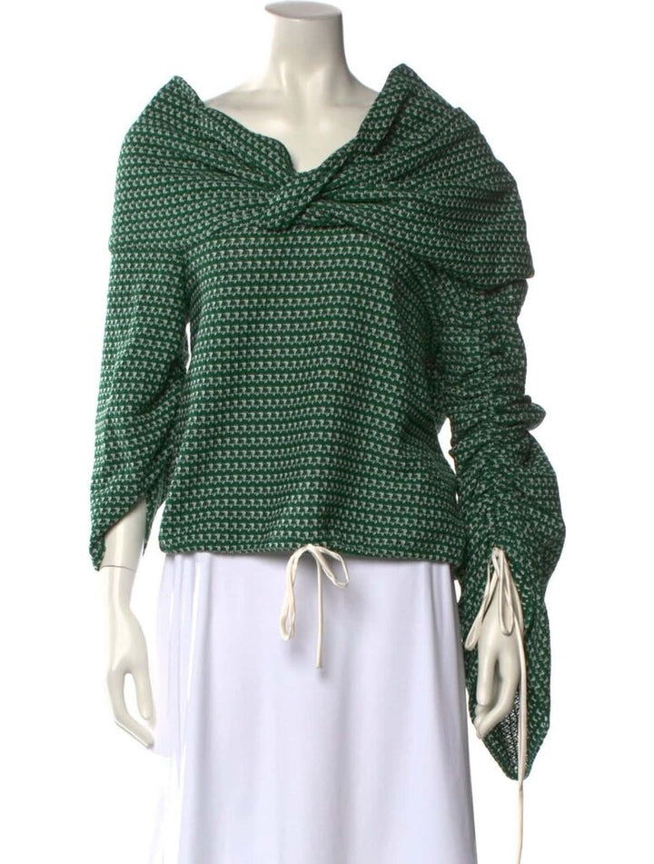 Hellessy Print Cowl Neck Blouse In Green - Size 0