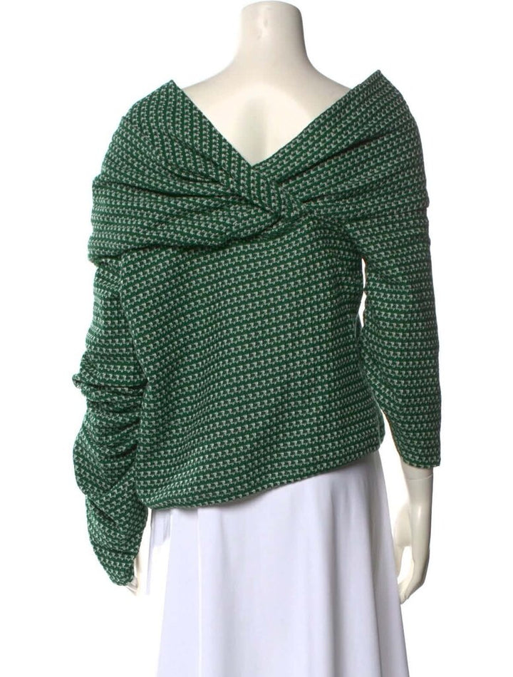 Hellessy Print Cowl Neck Blouse In Green - Size 0