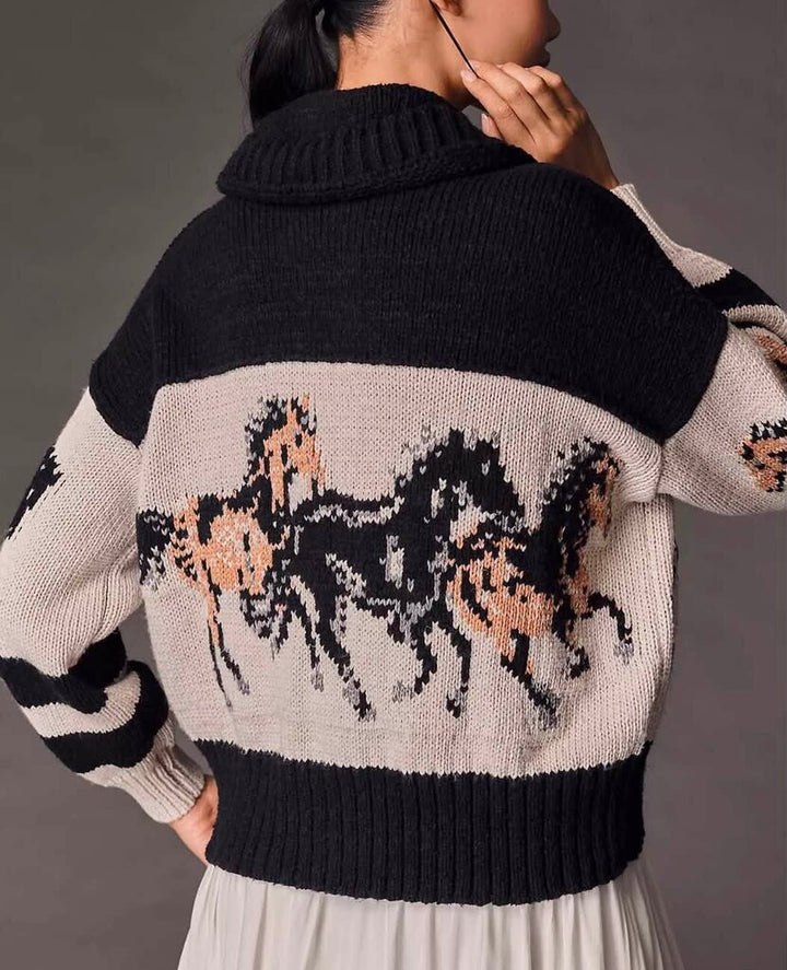Pilcro Horse Graphic Cardigan - Size Large (Retails For $228)