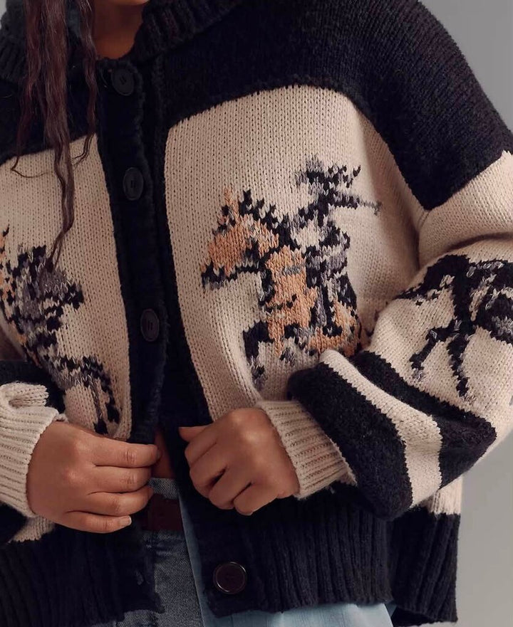Pilcro Horse Graphic Cardigan - Size Large (Retails For $228)