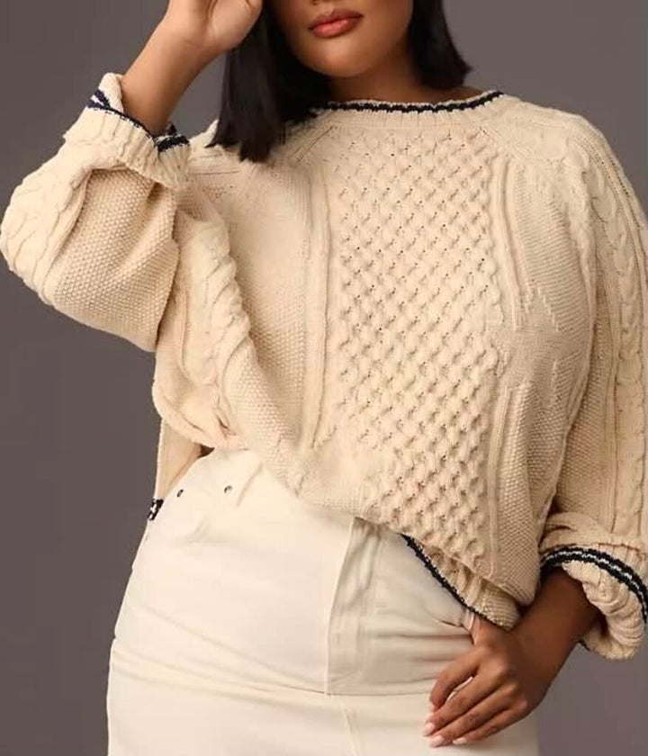 Pilcro Oversized Varsity Cable Sweater - Size Small