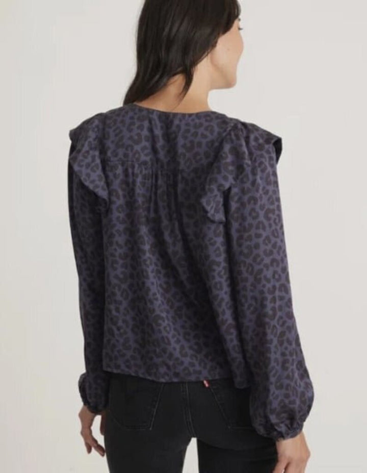 Marine Layer Rory Long Sleeve Ruffle Blouse - Size XL
