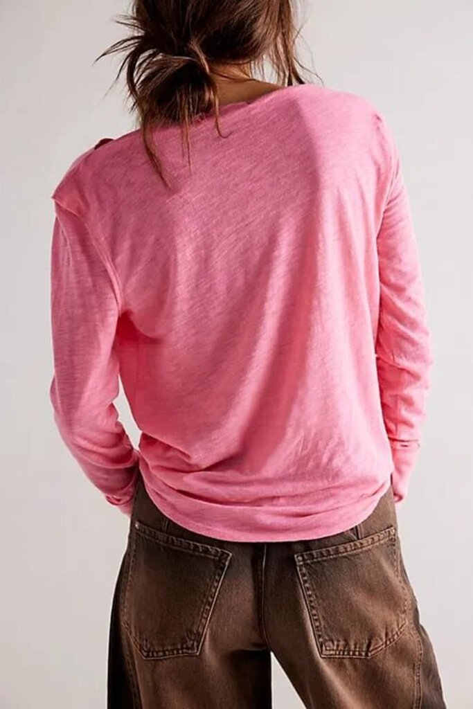 Free People Kimmi Long Sleeve In Pink - Size XL