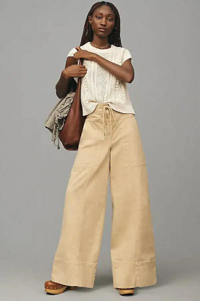 Maeve Utility Wide-Leg Trousers Pants - Size Small