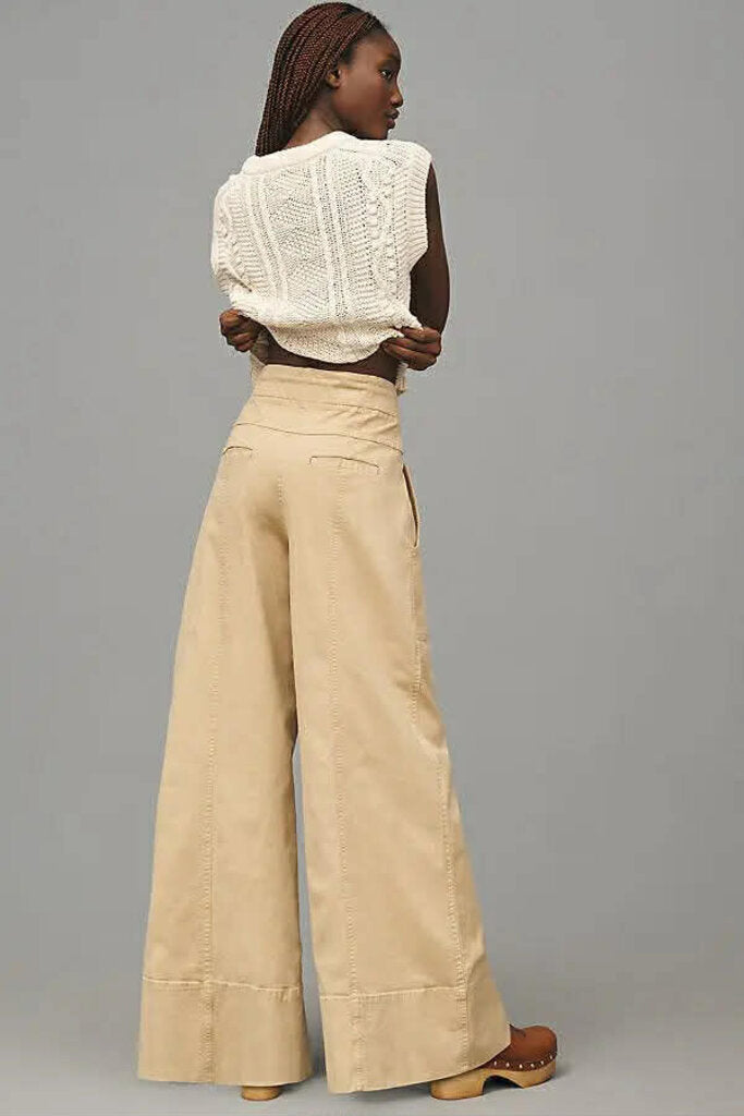 Maeve Utility Wide-Leg Trousers Pants - Size Small