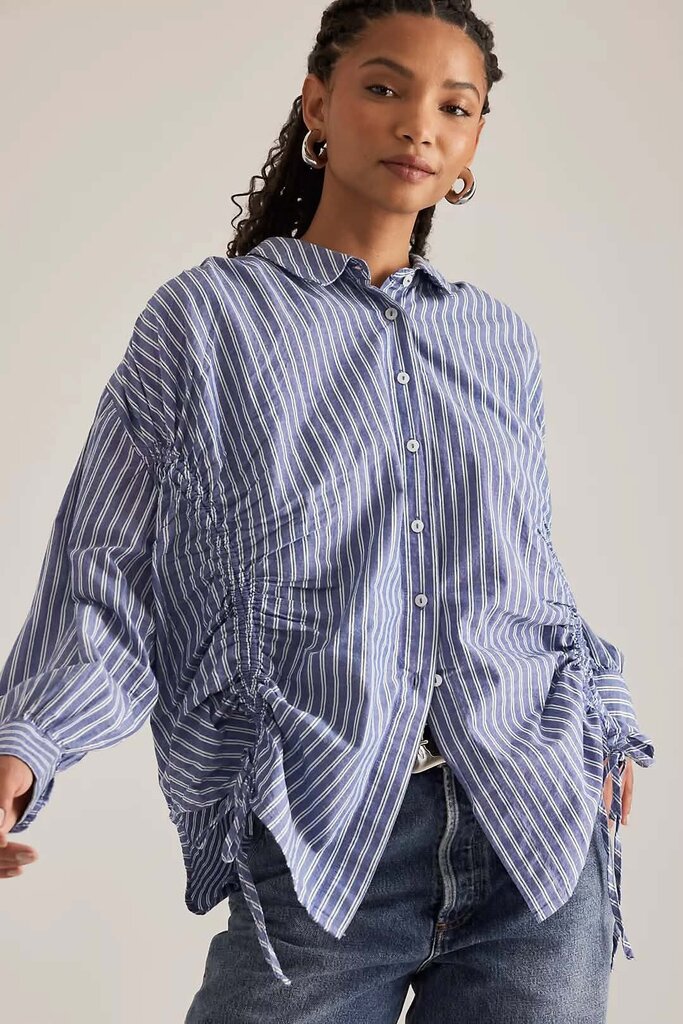 Pilcro Reworked Ruched Button-Down Shirt - Size XS