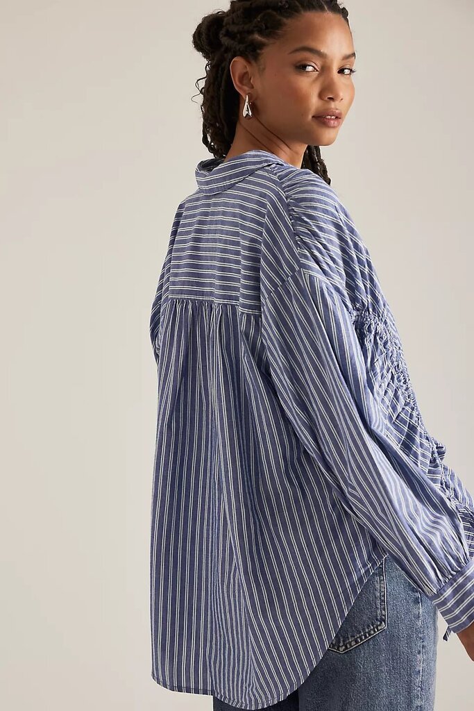 Pilcro Reworked Ruched Button-Down Shirt - Size XS
