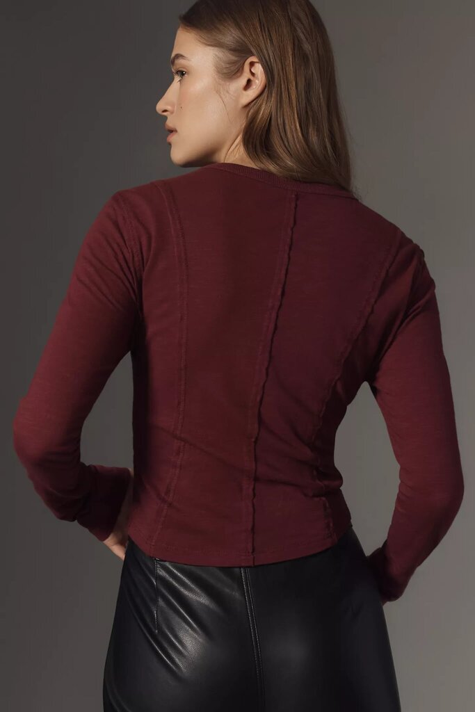 Pilcro Seamed Top In Red - Size XL