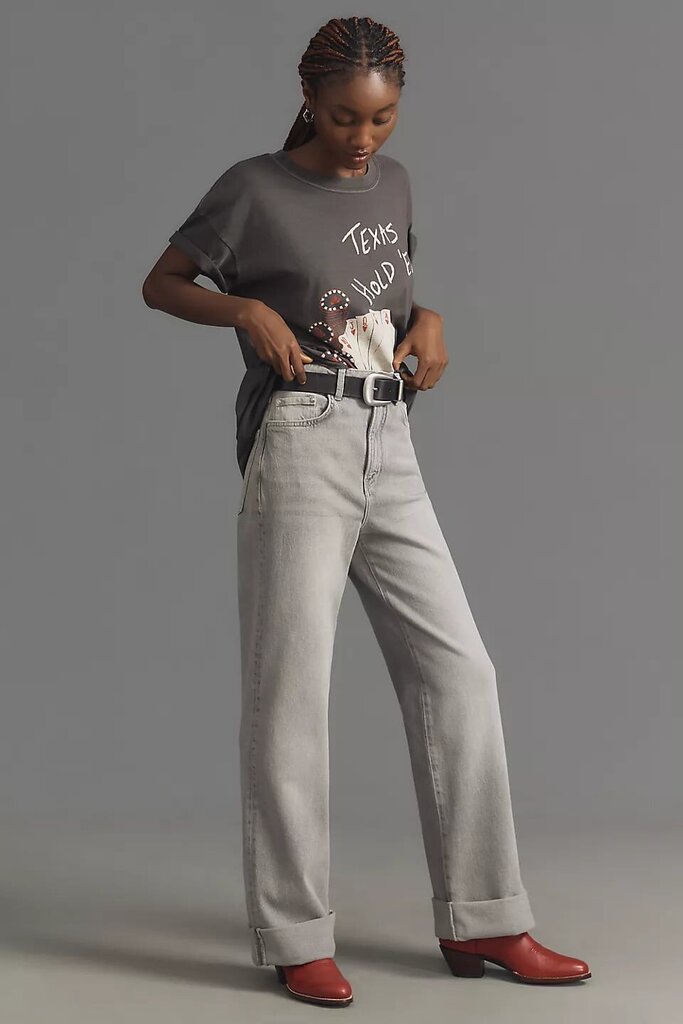 Pilcro High-Rise Wide-Leg Cuff Jeans - Size 29