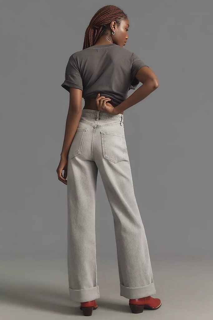 Pilcro High-Rise Wide-Leg Cuff Jeans - Size 29