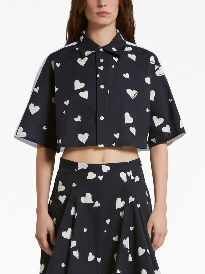 Marni Heart Print Crop Button Down Shirt - Size 38