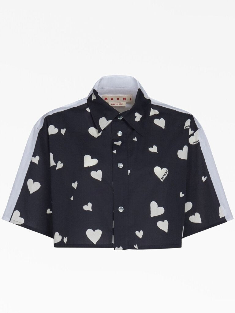 Marni Heart Print Crop Button Down Shirt - Size 38