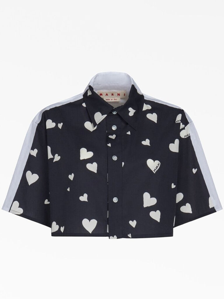 Marni Heart Print Crop Button Down Shirt - Size 38