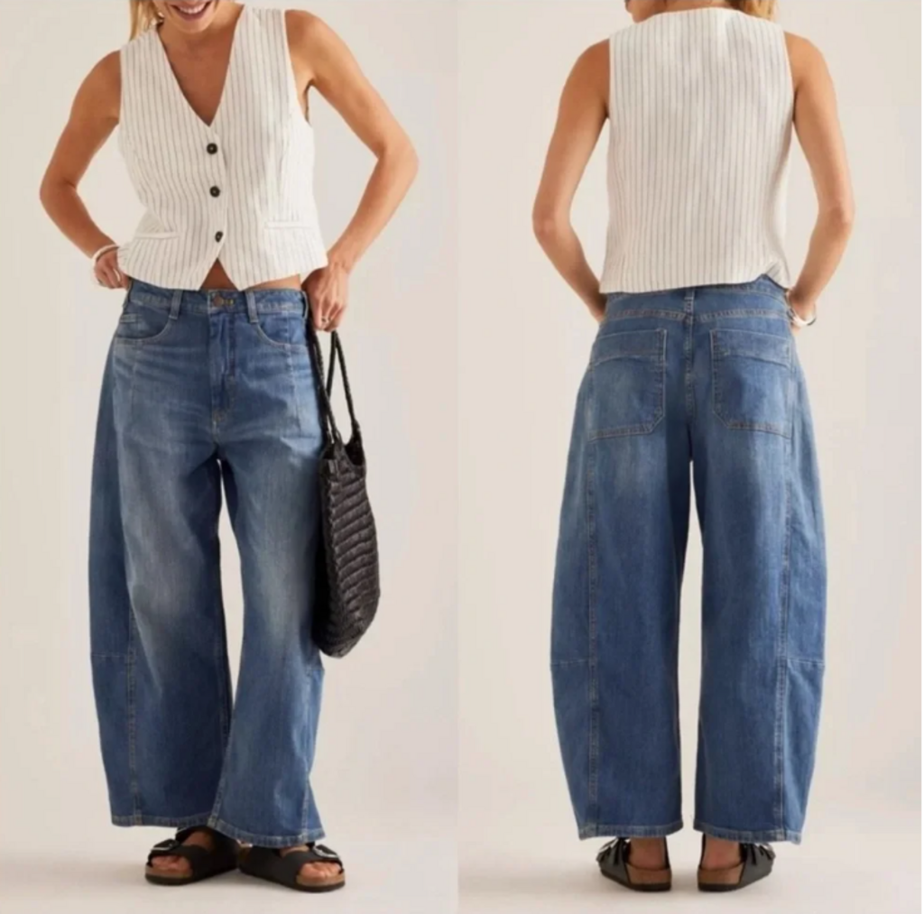 Pilcro The Kenna Mid-Rise Heritage Barrel Cropped Jeans - Size 27