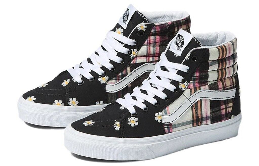 Vans Sk8 Hi Floral Plaid Patchwork Sneakers - Size 8