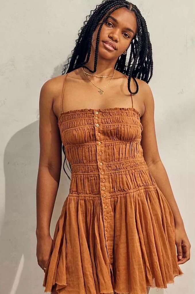 Free People One Lausanne Slip Dress In Orange - Size Large
