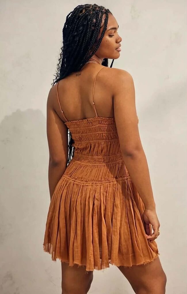 Free People One Lausanne Slip Dress In Orange - Size Large