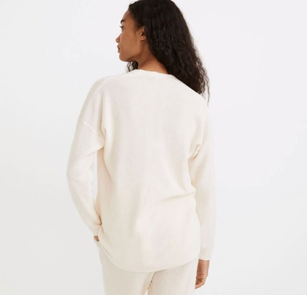 Madewell Asherton Waffle Henley Sweater In Antique Cream - Size Small (Retails For $88)