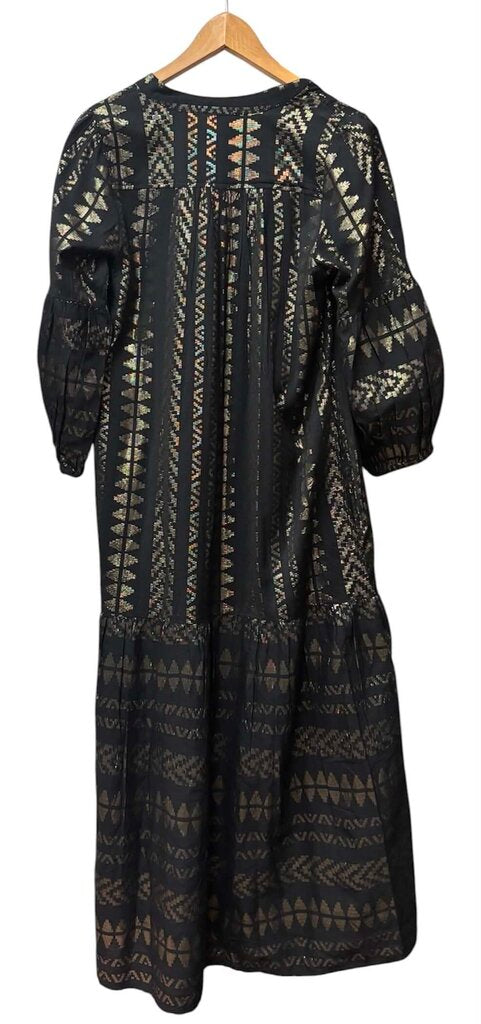 Elan Patterned Maxi Dress In Black - Size Small
