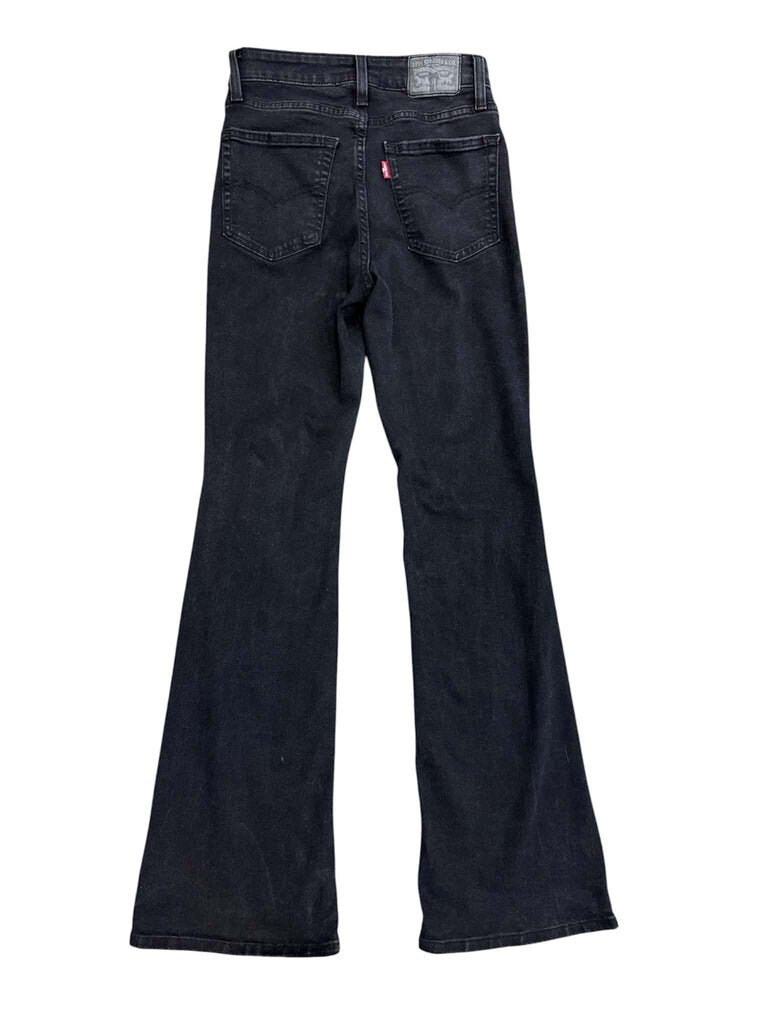 Levi's High Waisted Flare Leg Jeans In Black - Size 26