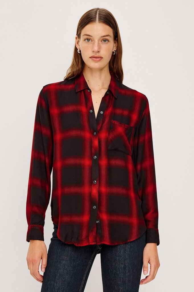 Rails Hunter Button Up in Diffused Cardinal Black - Size Small
