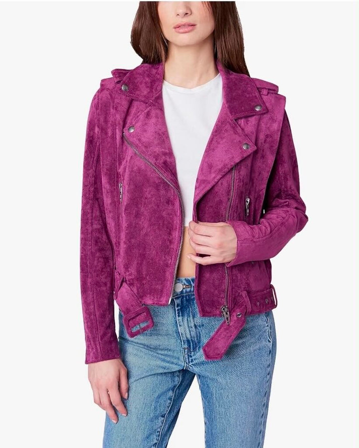 Blank NYC Belted Faux Suede Moto Jacket - Size Small