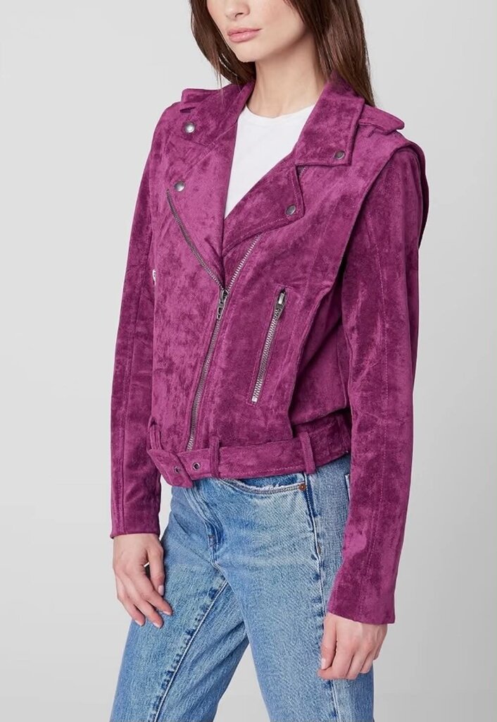 Blank NYC Belted Faux Suede Moto Jacket - Size Small