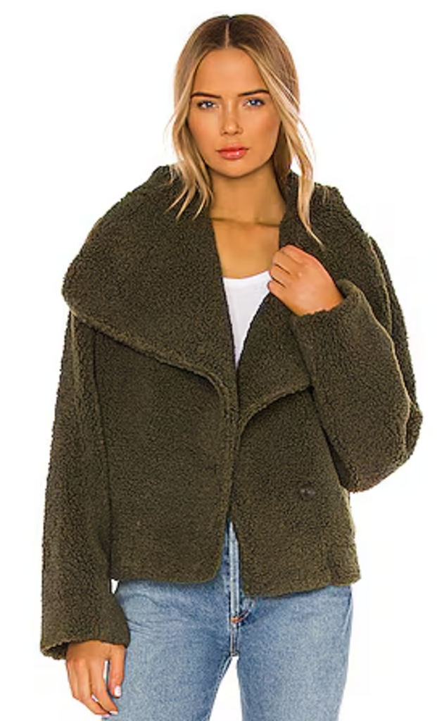 Free People Izzy Wrap Teddy Jacket In Oregano - Size Small (Retails for $148)