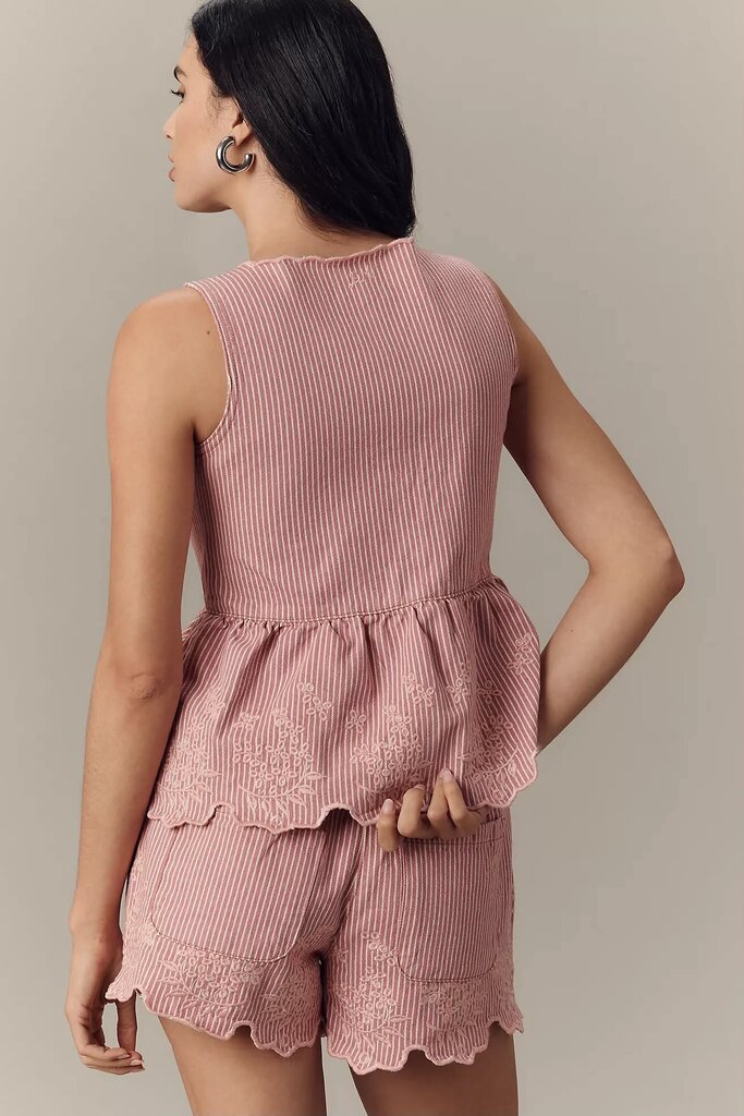 Anthropologie Damson Madder Lana Embroidered Peplum NWT Shirt - Size 8 (Retails $145)