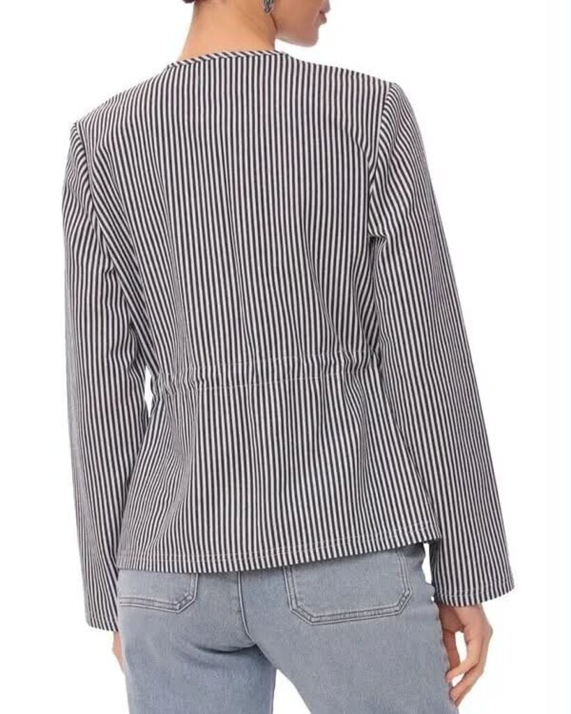 Bagatelle Striped Collarless Jacket In Nautical Navy - Size Small (Retails for $128)