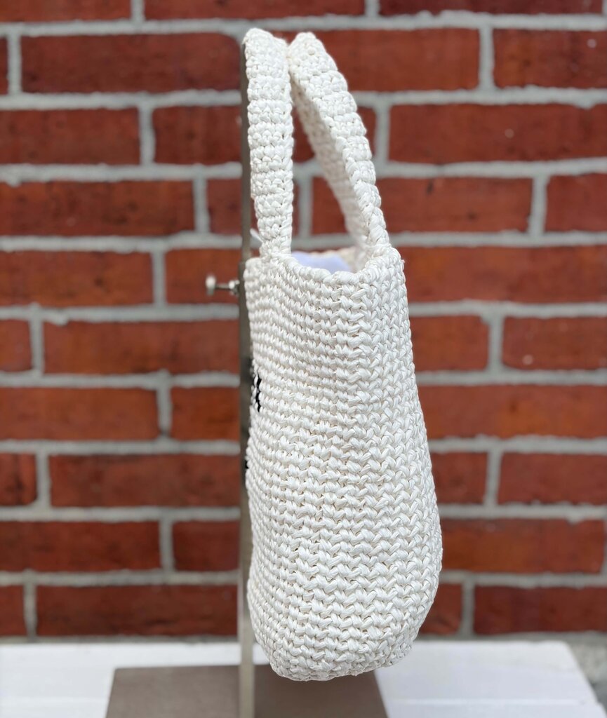 Prada Raffia NWT Crochet Small Tote Bag In White