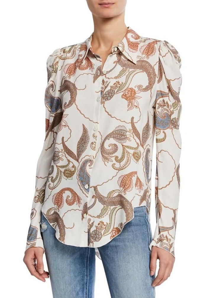See By Chloe Paisley Print Button Up Blouse - Size 36