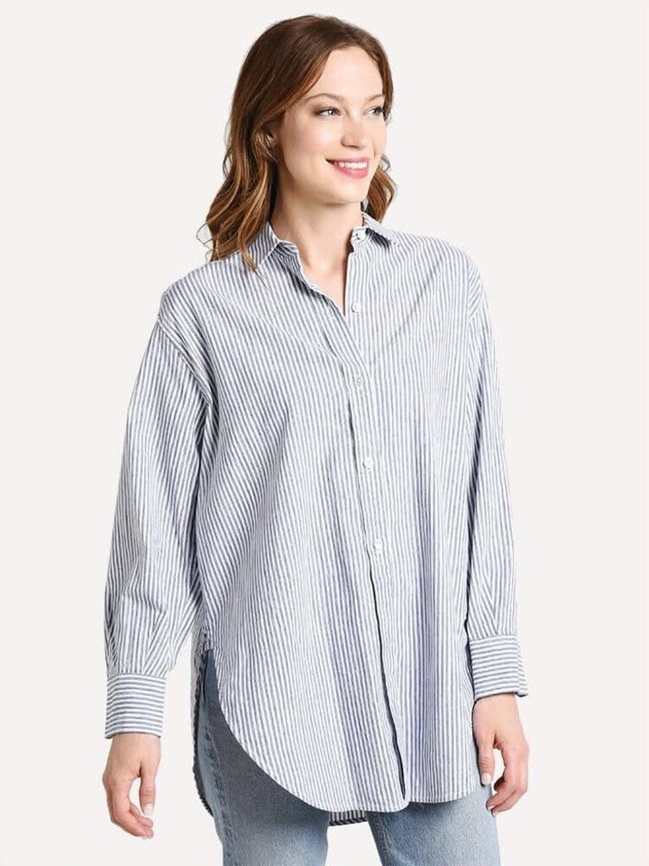 Vince Oversized Space Dye Stripe Shirt - Size Small (Retails for $265)