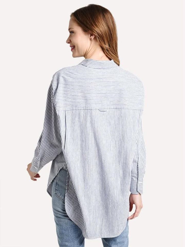 Vince Oversized Space Dye Stripe Shirt - Size Small (Retails for $265)