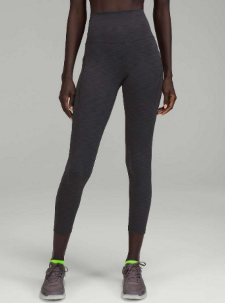 Lululemon Wunder Train High Rise Tight With Pockets 25" In Heathered Graphite Grey - Size 4 (Retails for $128)