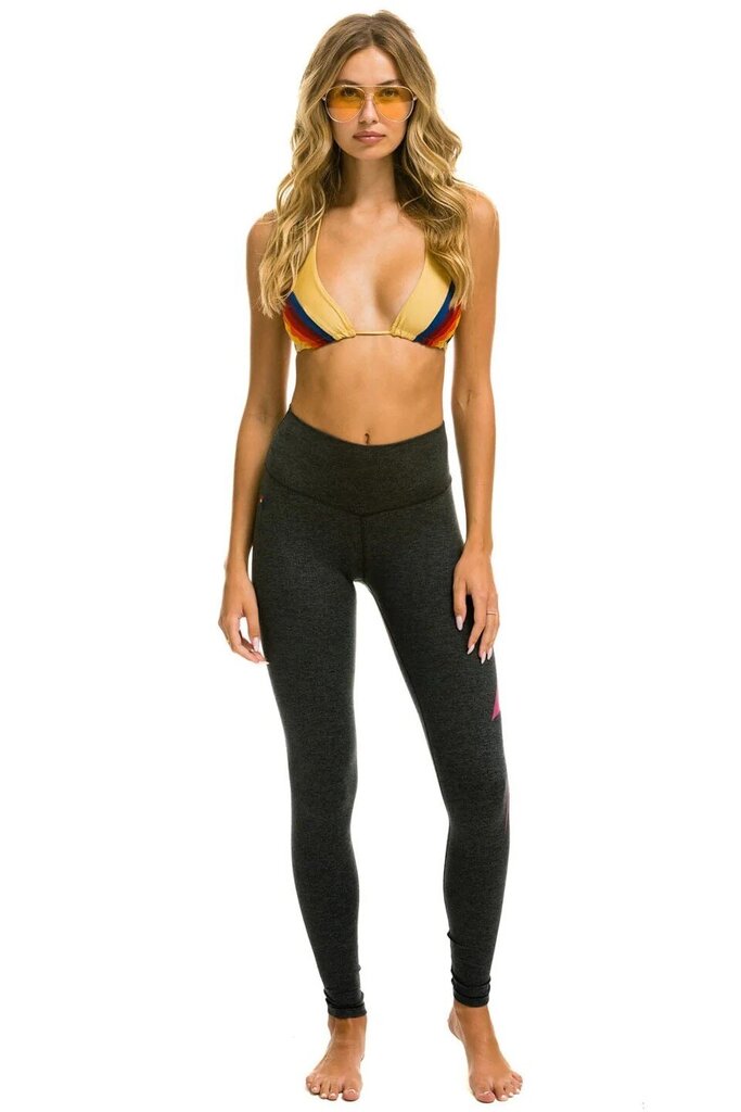 Aviator Nation Full Length High Rise Bolt Leggings in Charcoal/Neon Pink - Size Medium (Retails for $138)