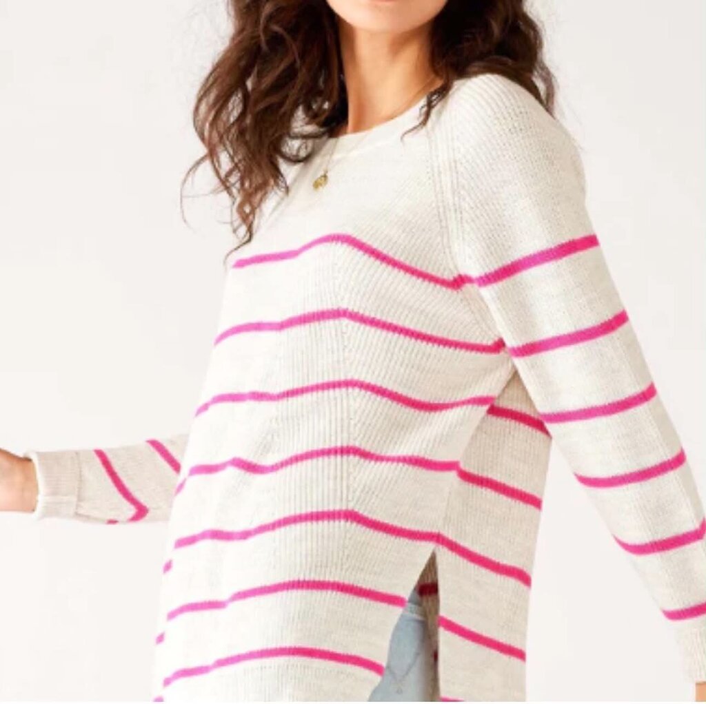 Mersea The Camden Striped Traveler Sweater In Tickled Pink - O/S