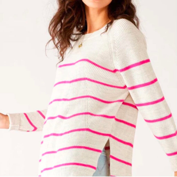 Mersea The Camden Striped Traveler Sweater In Tickled Pink - O/S