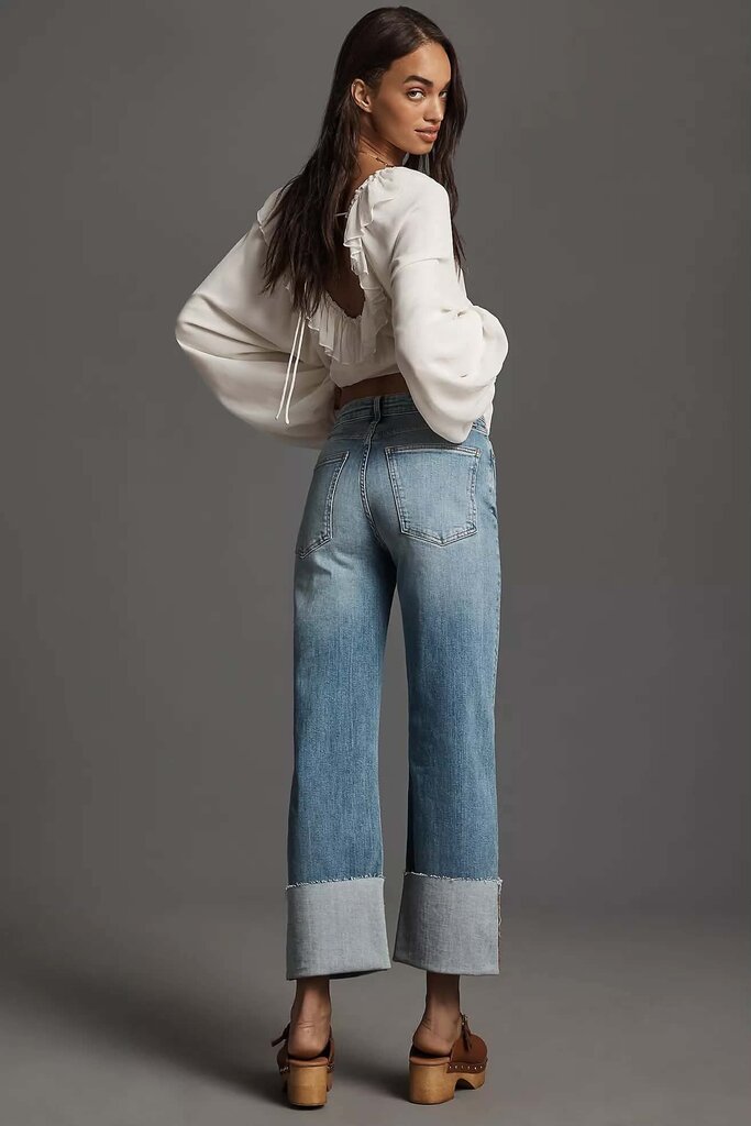 NWT Pilcro Scotty Cuffed High-Rise Straight-Leg Jeans - Size 28 (Retails $148)