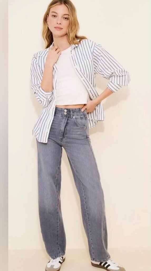 Free People We The Free Aster High Rise Straight Jeans In Gray - Size 29