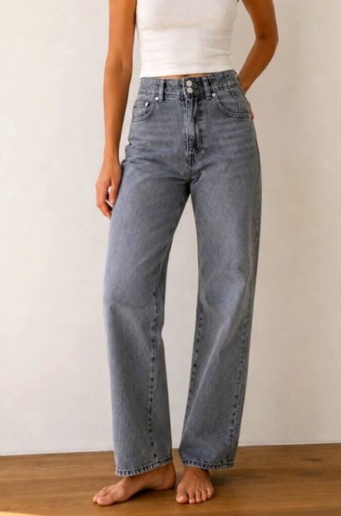 Free People We The Free Aster High Rise Straight Jeans In Gray - Size 29